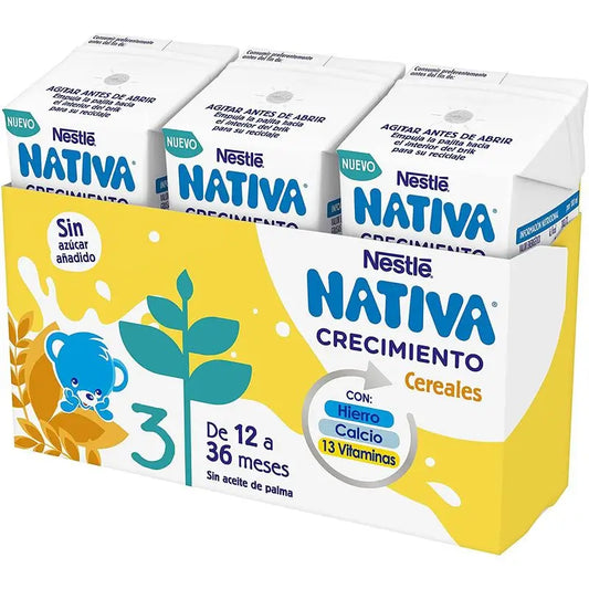 Nestlé Nativa Crecimiento 3 Cereales, 3X180 ml