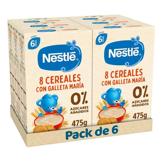 Nestlé 6-Pack 6 papas 8 cereais com bolacha Maria, 475g