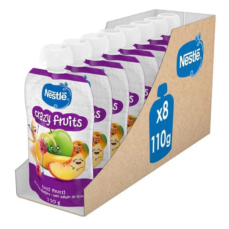 NESTLÉ Nestlé Pack Nestlé Puré Happy Fruits Saqueta, 110 g x 8 unidades