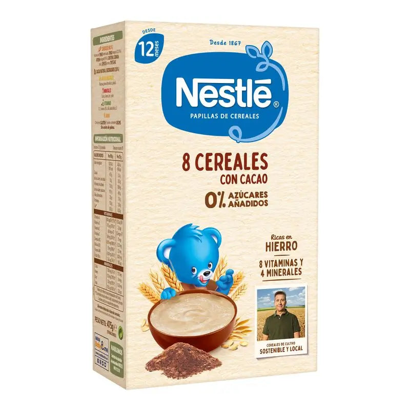 Comida para bebé Nestlé 8 Cereais com Cacau , 475g