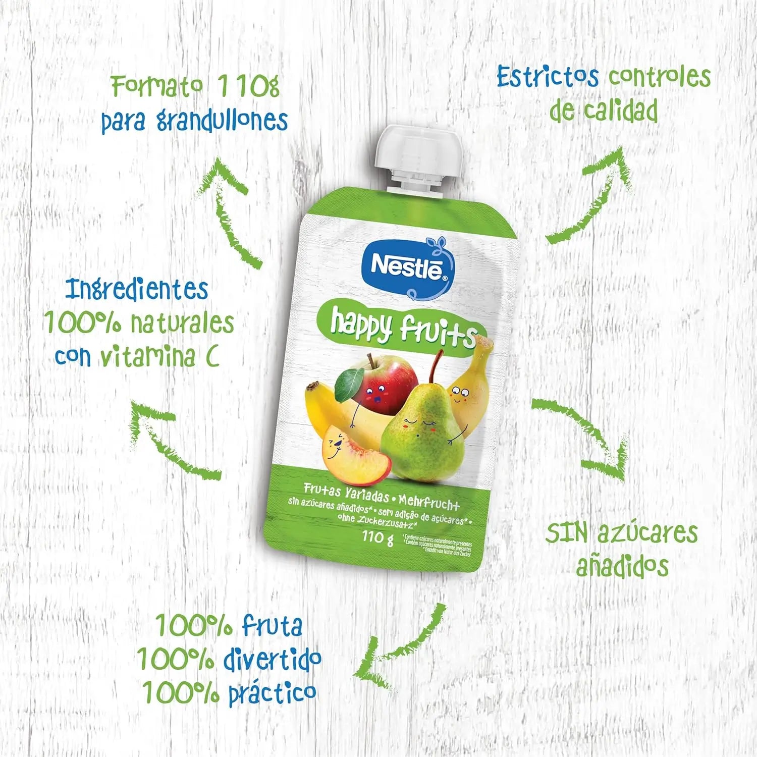 Nestlé Puré Happy Fruits Saqueta , 110g x 8 unidades