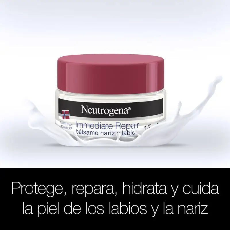 Neutrogena, Bálsamo para o Nariz e Lábios, Fórmula Norueguesa, Creme Hidratante e Reparador, Absorção Rápida, 15 ml