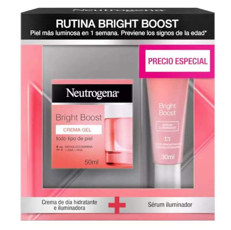 Neutrogena Bright Boost, Gel Creme de Dia 50ml, Soro Brilhante Facial 30ml