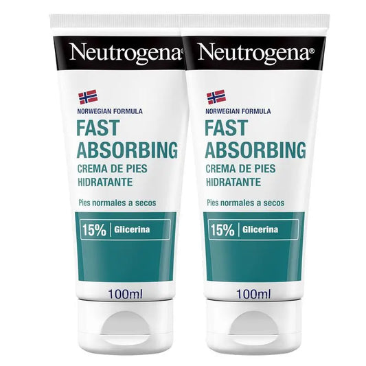 Neutrogena Creme de Pés de Absorção Imediata Fórmula Norueguesa, Textura Ligeira, Hidratante, Embalagem de 2 X 100 ml