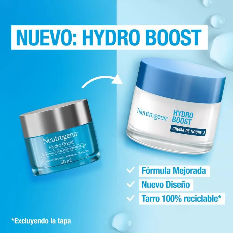 Neutrogena Hydro Boost Máscara de Noite Hidratante, Textura em Gel, com Ácido Hialurónico, 50 ml