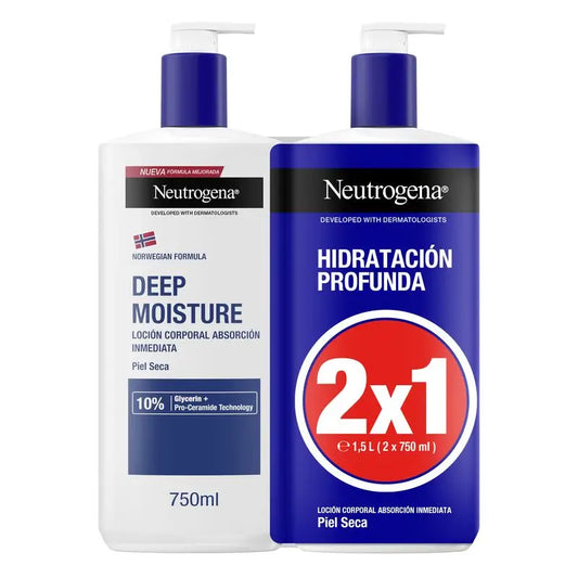 Neutrogena Norwegian Formula Deep Moisture Pack Loção de Absorção Imediata, 2 X 750 Ml