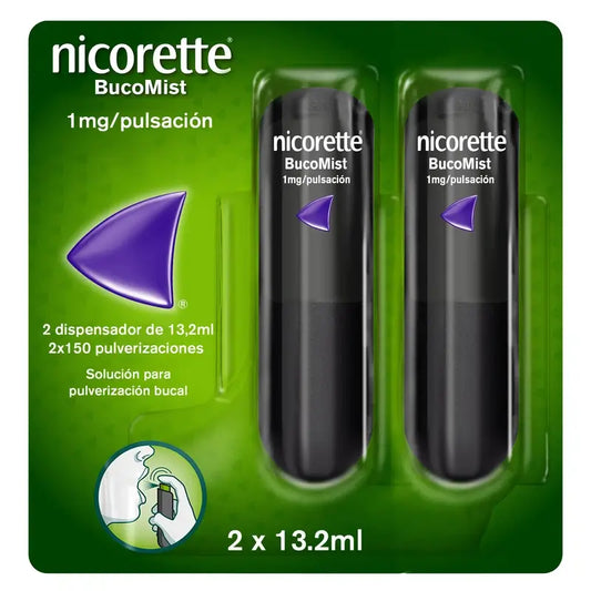 Nicorette Bucomist 1 mg/Pulse Solução para pulverização bucal, 2x13,2 ml