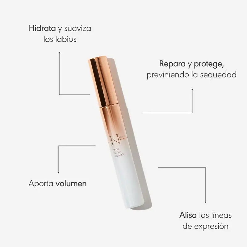 Nieves By Nieves Álvarez Tripla Ação Lip Elixir Tratamento Hidratante e Volumizador para os Lábios, 10 ml