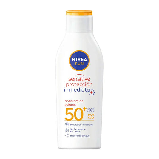 NIVEA Sun SPF50+ Loción Sensitive Antialergias Solares Adultos Piel Sensible, 200 ml