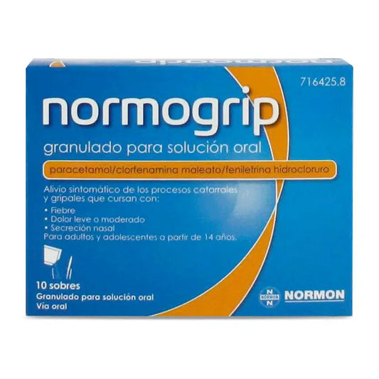 Normogrip Granulado Para Solucion Oral, 10 sobres