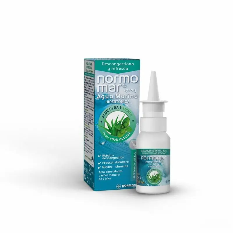 Normomar Agua Marina Hipertónica, Aloe Vera Y Menta, Spray Nasal , 30 ml