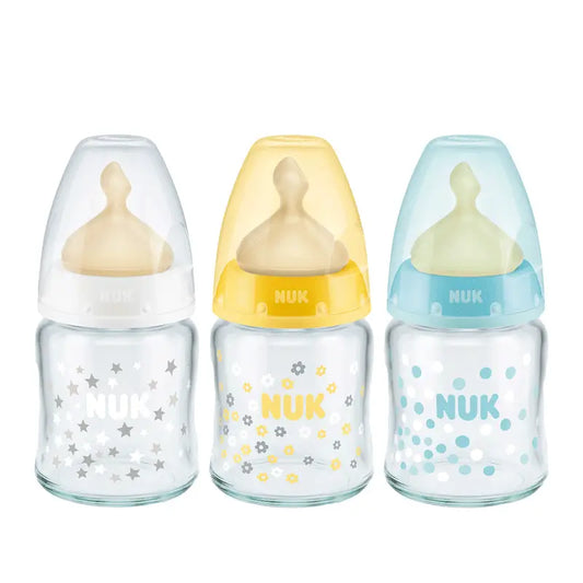 NUK First Choice Cristal Baby Bottle 0-6 M Latex 120 ml, 1 peça