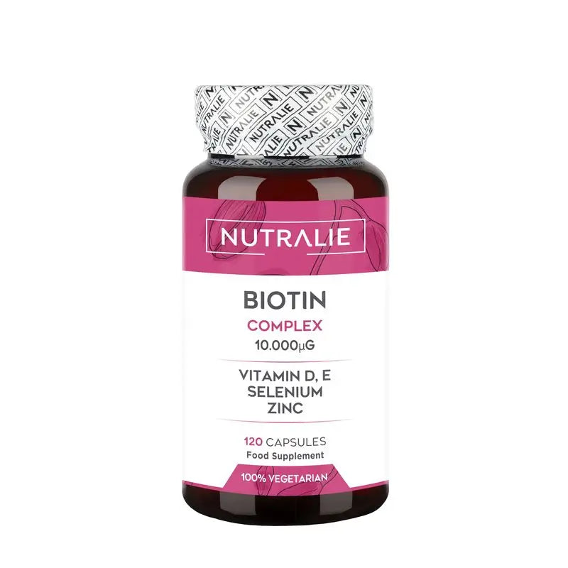 Nutralie Biotina com Vit D & E 10000Mcg Cabelo, Pele, Unhas , 120 cápsulas