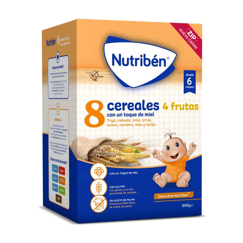 Nutriben Papilla 8 Cereales Miel 4 Frutas 600 gr