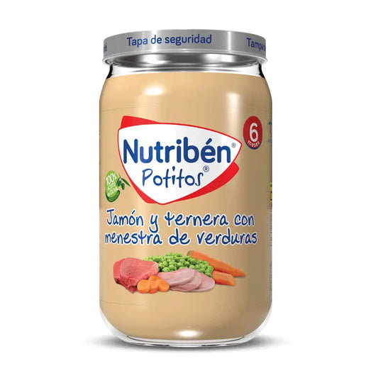 Nutribén Potito Jamon y Ternera con Menestra de Verduras, 235 gr