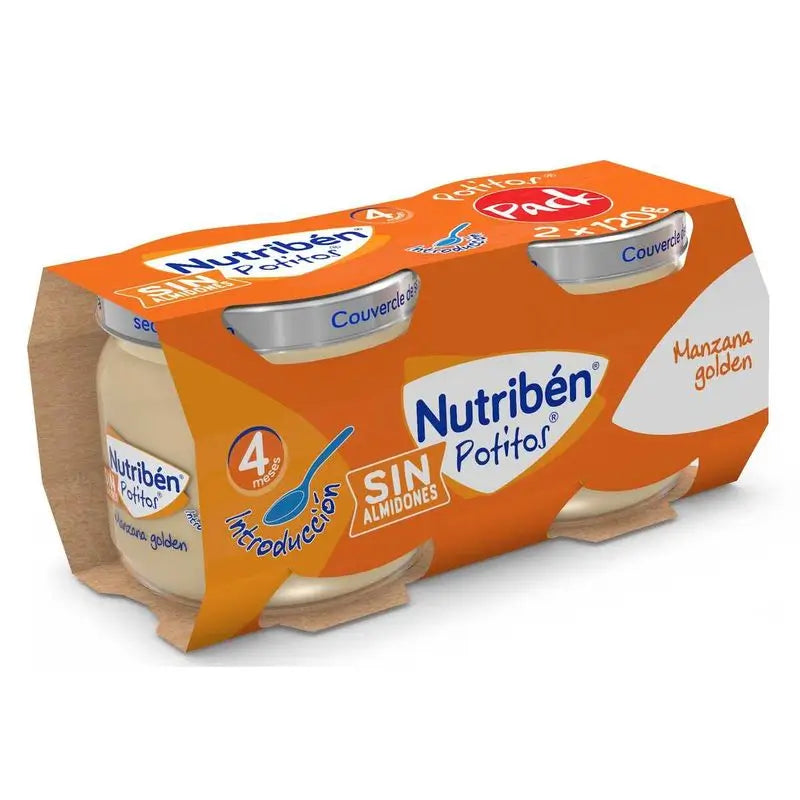 Nutriben Maçã Dourada Potito para Bebés, 2 x 120 gramas