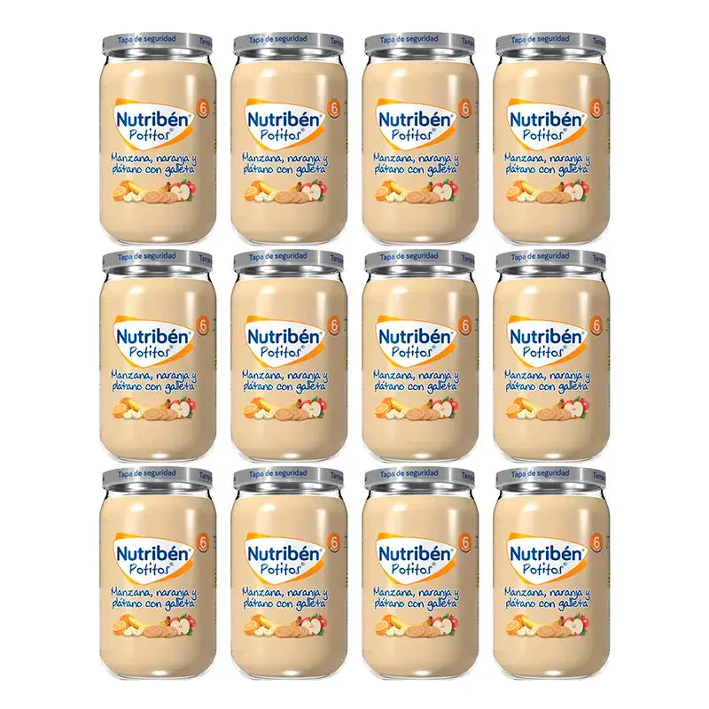 Nutriben Potito Maçã, Laranja e Banana com Bolacha , 12 x 235 gramas