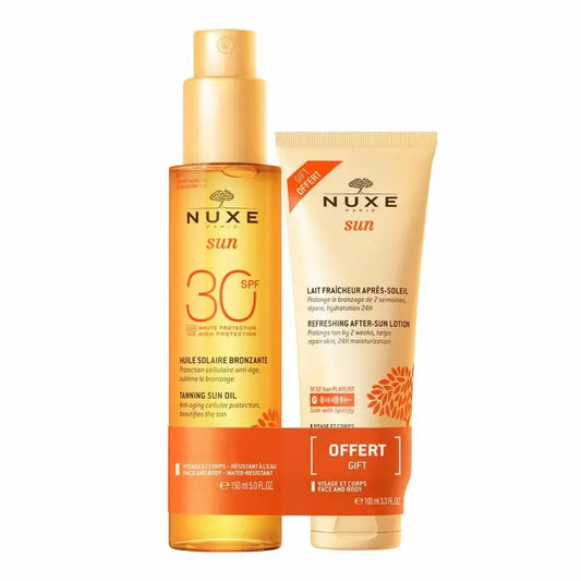 Nuxe Sun Aceite Bronceador Rostro y Cuerpo SPF 30  + Leche Refrescante After Sun 100ml DE REGALO