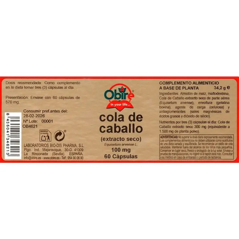 Obire Cavalinha 100 mg (Extrato seco), 60 cápsulas