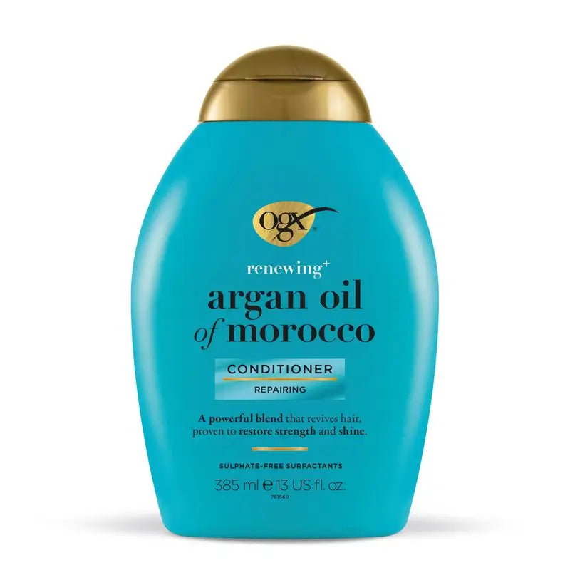 OGX Acondicionador sin Sulfatos para Pelo Dañado, Aceite de Argán de Marruecos, Alisa y Fortalece, 385 ml