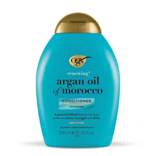 OGX Acondicionador sin Sulfatos para Pelo Dañado, Aceite de Argán de Marruecos, Alisa y Fortalece, 385 ml