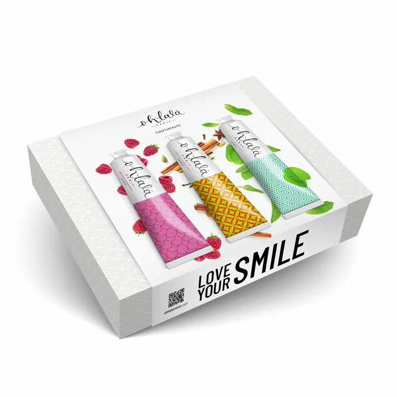 Ohlalá Estuche Toothpaste Premium, Raspberry, Cinnamon & Fresh Mint, 3x100ml