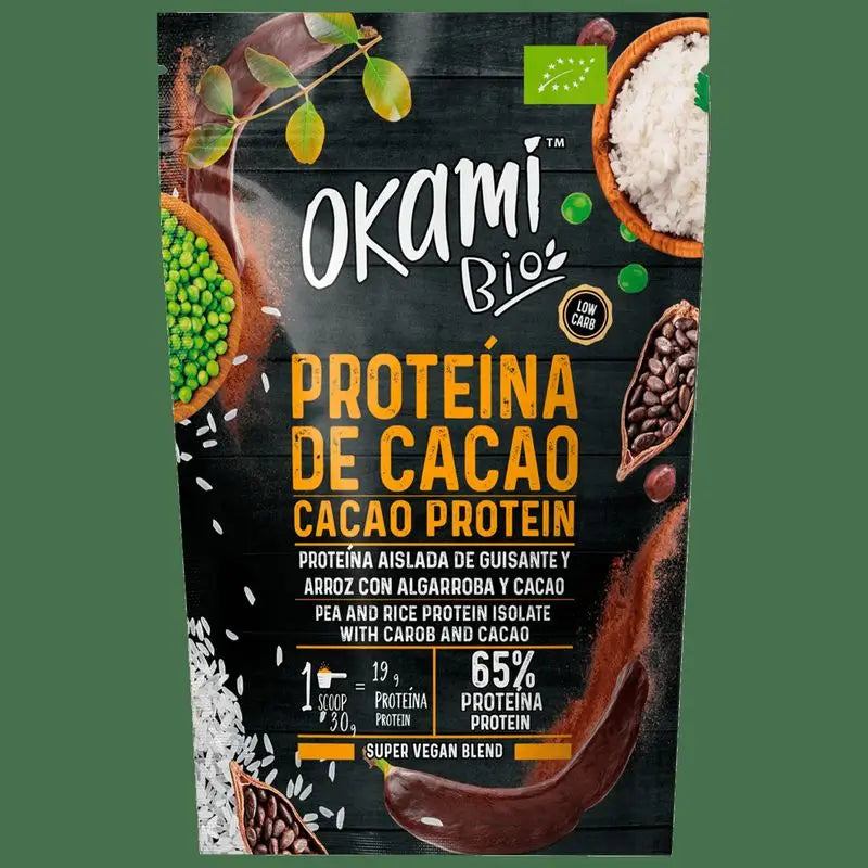 Okami Bio Proteína de Ervilha - Arroz-Cacau-Algarro 500Gr. Bio