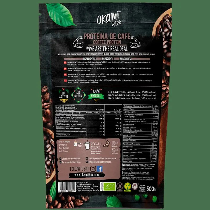 Okami Bio Proteína de Ervilha e Café 500Gr. Bio Sg Vegan