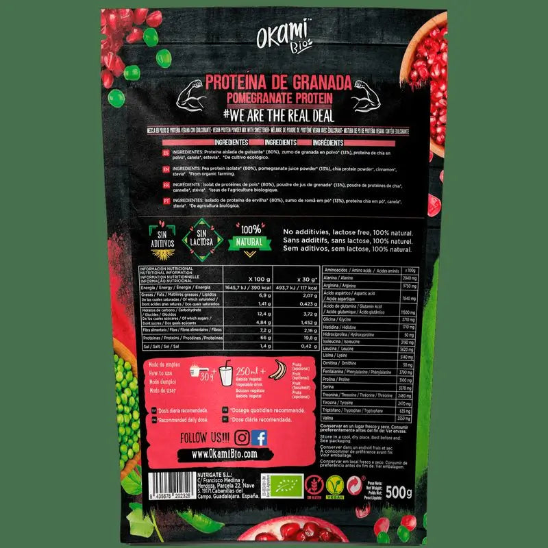 Okami Bio Proteína de Ervilha-Sumo de Romã 500G Bio Sg Ve