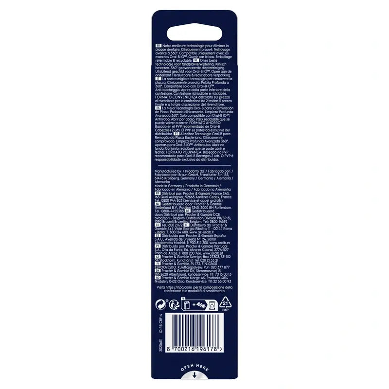 Cabeças de escova de substituição Oral B iO Ultimate Clean Black, embalagem com 4 unidades