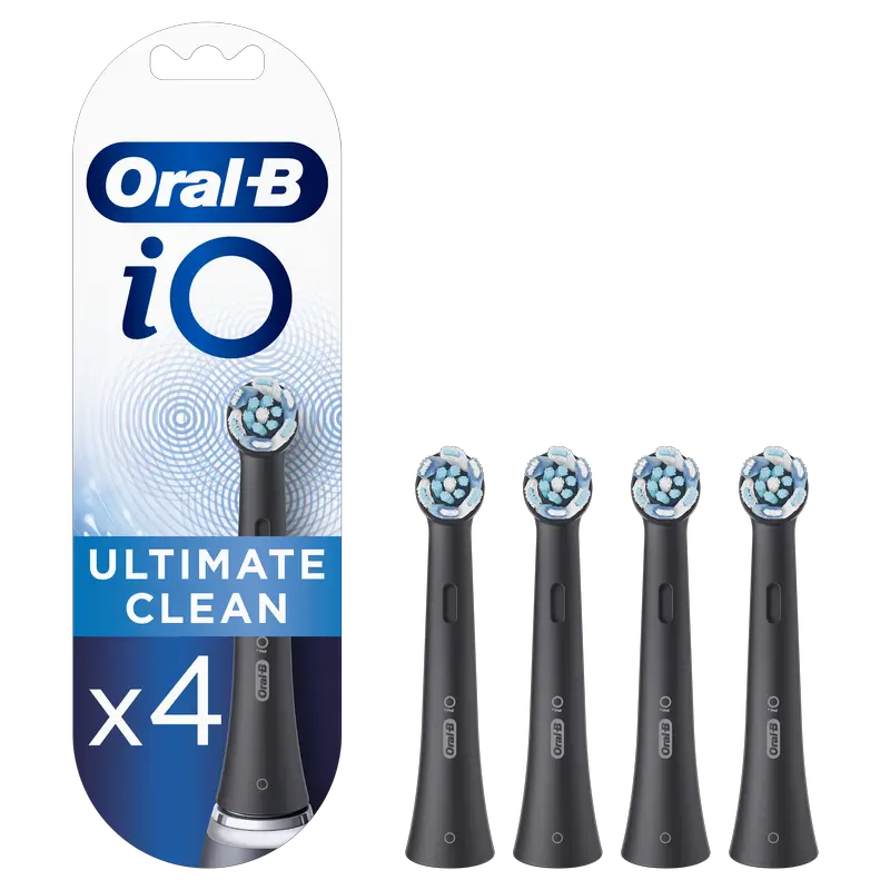 Cabeças de escova de substituição Oral-B Braun iO Ultimate Clean Black, embalagem com 4 unidades