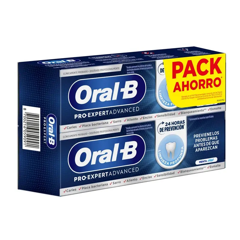 Pasta de dentes de limpeza profunda Oral-B Pro-Expert Advanced Science, embalagem económica 2x75 ml