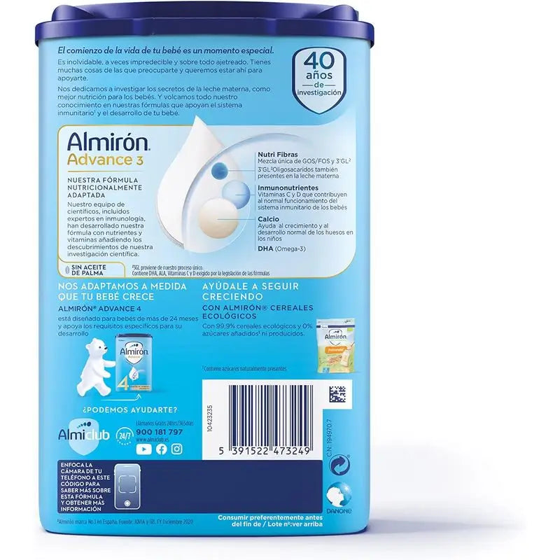 Embalagem 12 X Almiron Advance 3, Leite em pó para bebés a partir dos 12 meses, 800g