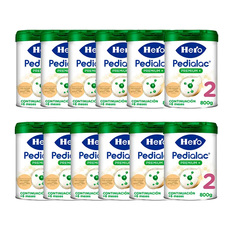 Embalagem 12 X Hero Baby Pedialac Leite 2 Garrafas, 800g