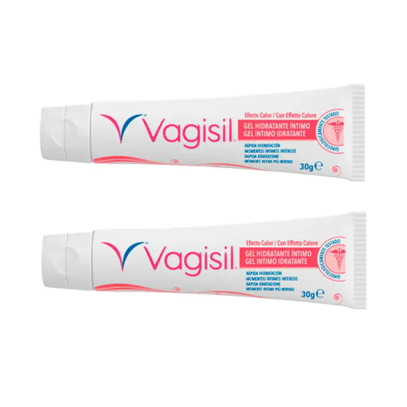 Embalagem 2 Vagisil Gel Hidratante Íntimo Efeito Calor, 30gr