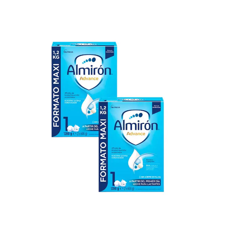 Pack 2 X Almirón Advance 1, Leche De Inicio En Polvo para Bebé, a partir del Primer Día, 1200g