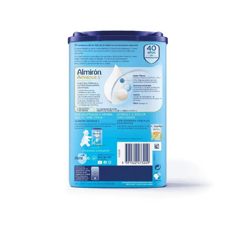 Embalagem 2 X Almiron Advance 3, Leite em pó para bebés a partir dos 12 meses, 800g