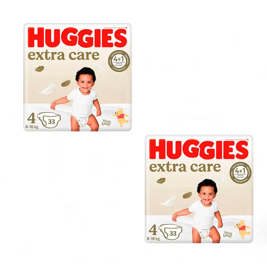 Pack de fraldas Huggies 2X Extra Care Tamanho 4 (8-14Kg), 66 unidades.