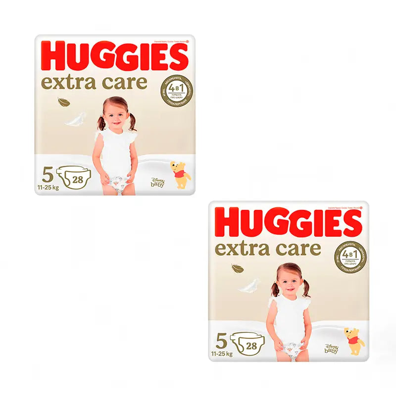 Pacote de fraldas Huggies 2X Extra Care Tamanho 5 (11-25Kg), 56 unidades.