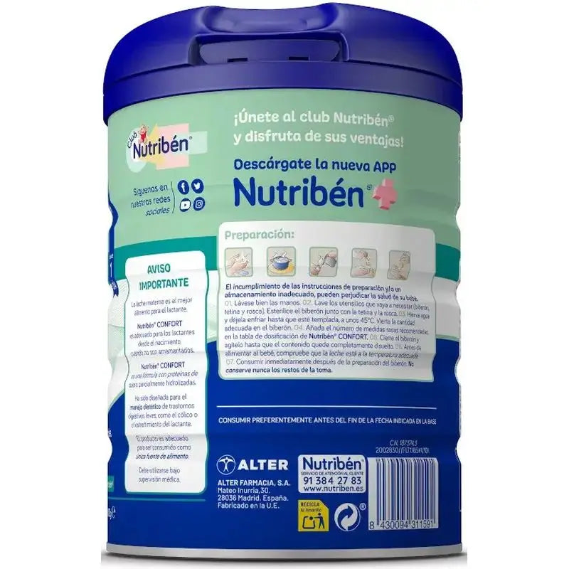 Embalagem 2 X Leite Comfort da Nutriben 800 g