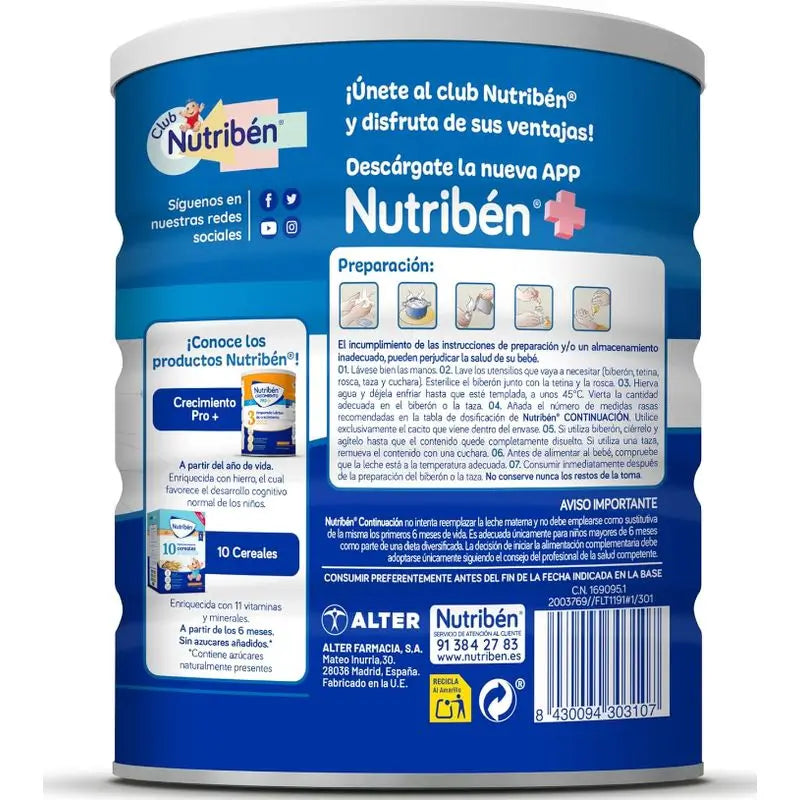 Embalagem 2 X Nutriben Continuacion Leite Pro-Alfa, 800 gr