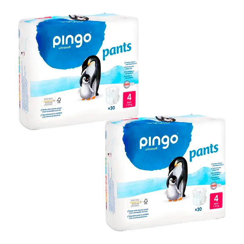 Pingo Pack 2X Cuecas de fraldas ecológicas tamanho 4, 60 unidades.