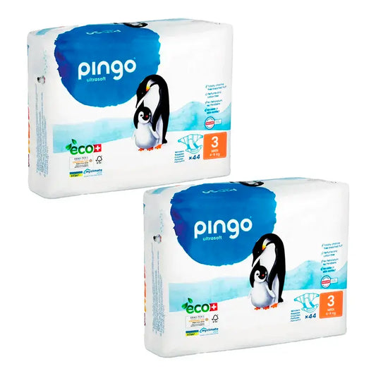 Pingo Pack 2X Fralda Ecológica Tamanho 3 Midi, 88 unidades.