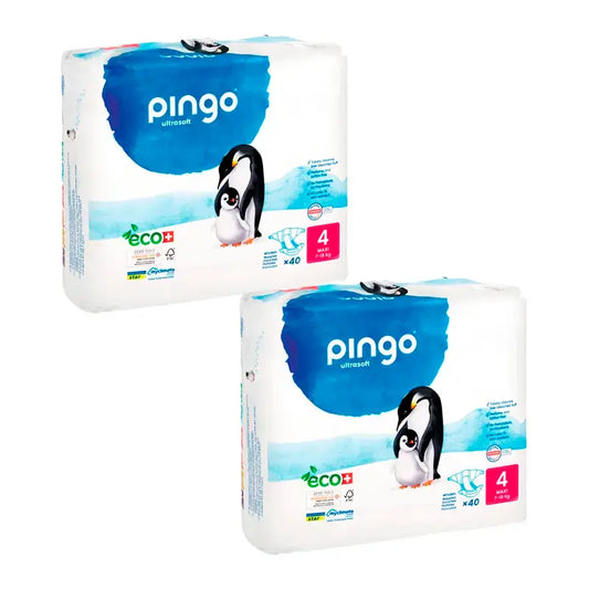 Pingo Pack 2X Pacote de Fraldas Ecológicas Tamanho 4 Maxi, 80 unidades.