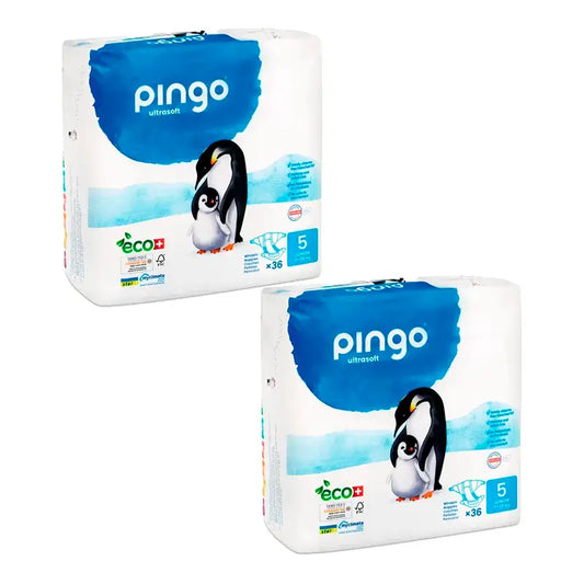 Pingo Pack 2X Pacote de fraldas ecológicas tamanho 5 Junior, 72 unidades.