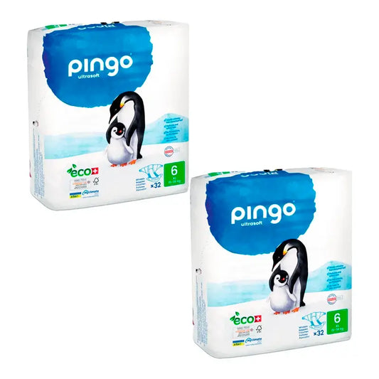 Pingo Pack 2X Fralda Ecológica Tamanho 6 Xl, 64 unidades.