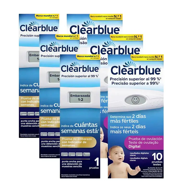 Clearblue Digital Pregnancy Test Pack 3 Testes de Gravidez + 3 Testes de Ovulação 30 Sticks