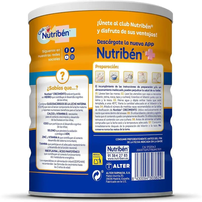 Embalagem 3 X Leite de Crescimento Nutriben Pro+ 3, 800g