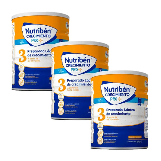 Embalagem 3 X Leite de Crescimento Nutriben Pro+ 3, 800g