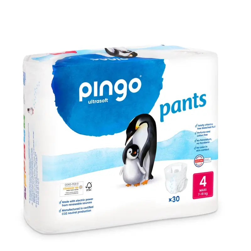 Pingo Pack 3X Cuecas de fraldas orgânicas tamanho 4, 90 unidades.